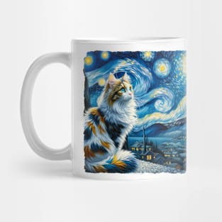 Turkish Van Starry Night Inspired - Artistic Cat Mug